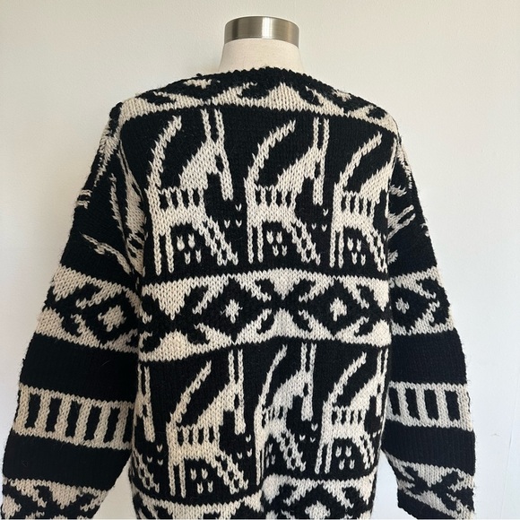 Rare Vintage Super Chunky 100% Wool Handknitted Cardigan Sweater Express Tricot - Picture 7 of 9